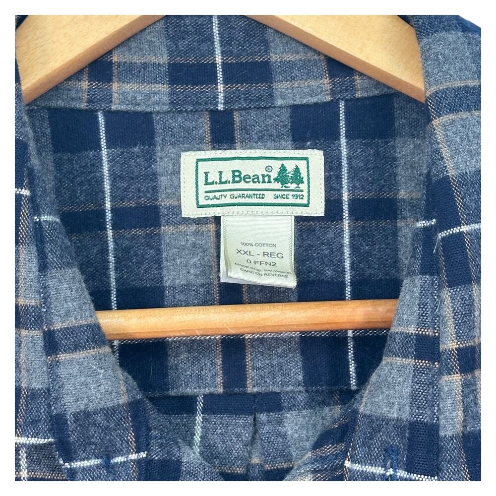 LL Bean Fleece Button‎ Up Shirt - Blue Plaid - XXL - Picture 5 of 5